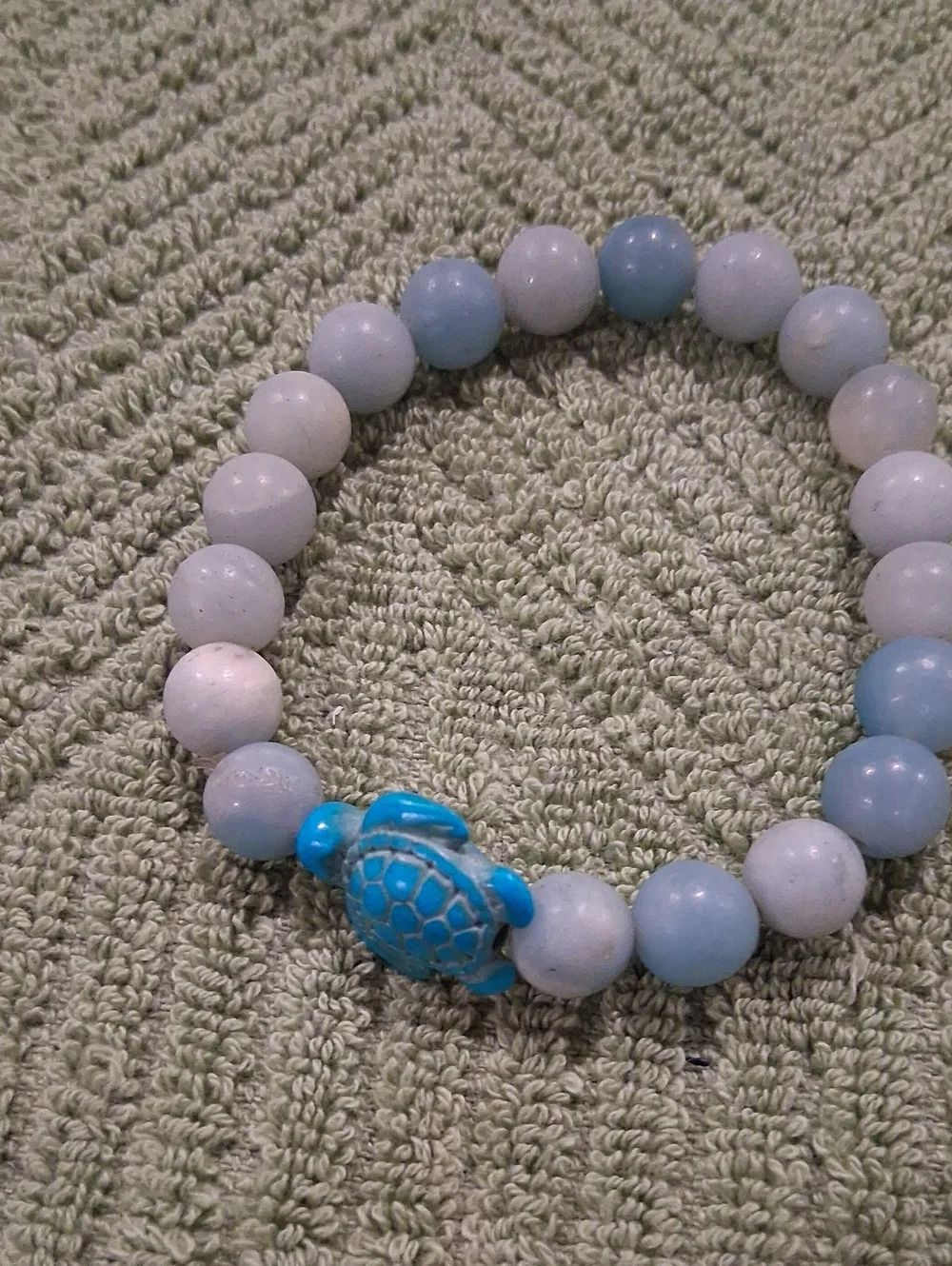 Blue Turtle Beaded Stretch Bracelet